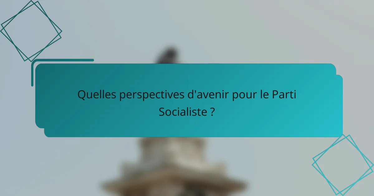 Quelles perspectives d'avenir pour le Parti Socialiste ?